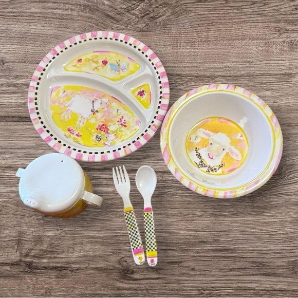 MACKENZIE-CHILDS TODDLER LAMB DINNERWARE SET - Picture 2 of 16